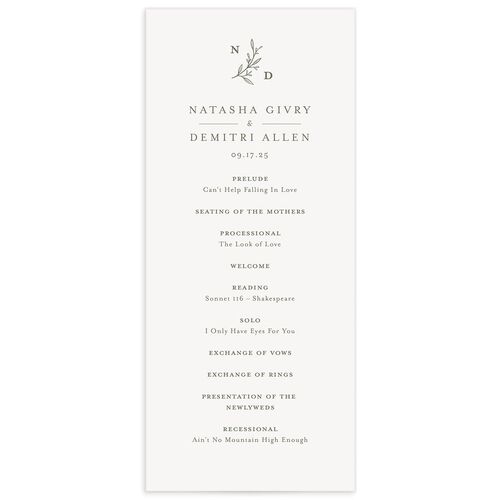 Botanical Monogram Wedding Programs - Dark Camo