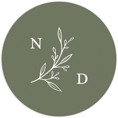 Botanical Monogram Wedding Stickers - Dark Camo