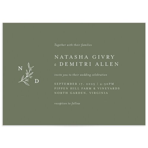 Botanical Monogram Wedding Invitations - Dark Camo