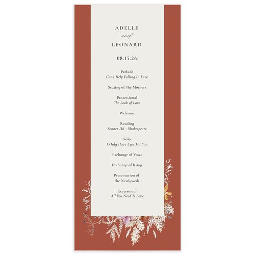 Dried Blooms Wedding Programs - Copper