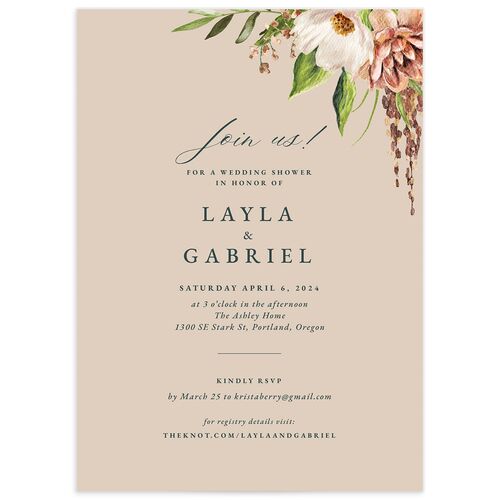 Floral Arch Bridal Shower Invitations - Moss