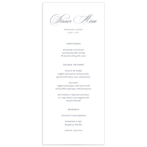 Monogram Branches Menus - Regency Blue