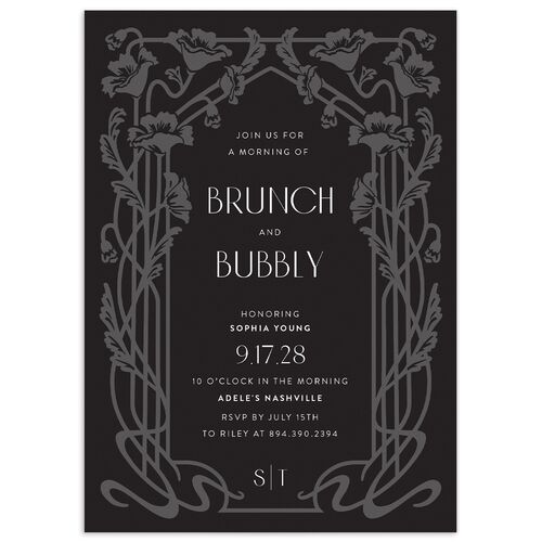 Gilded Nouveau Bridal Shower Invitations - Licorice