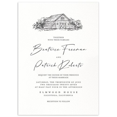 Romantic Setting Wedding Invitations - Medieval Grey