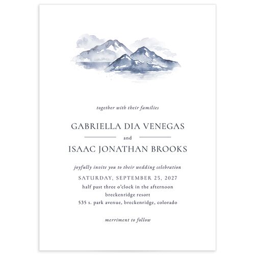 Watercolor Mountains Wedding Invitations - Regency Blue