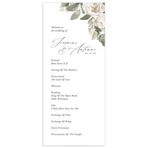 Romantic Roses Wedding Programs - Off-White