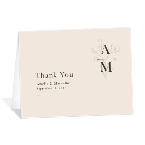 Rustic Monogram Thank You Cards - Sand