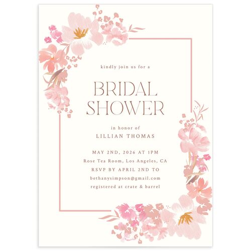 Blooming Frame Bridal Shower Invitations - Pink Cotton