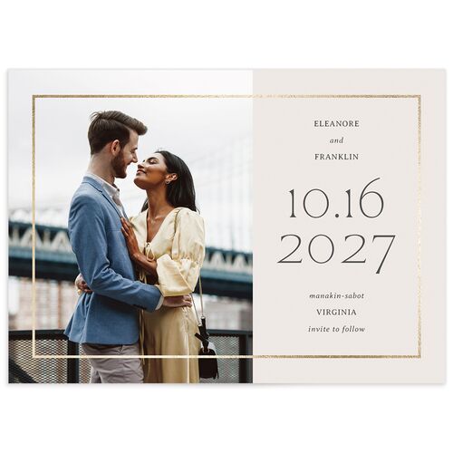 Baroque Border Save the Date Cards - Pure White