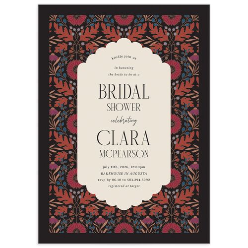 Ornate Garden Bridal Shower Invitations - Garnet