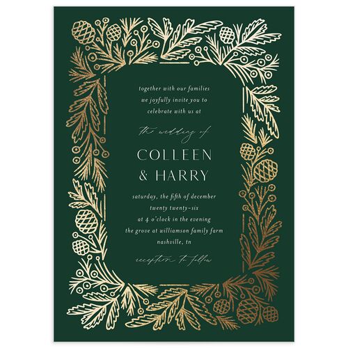 Winter Frame Wedding Invitations - Dark Green