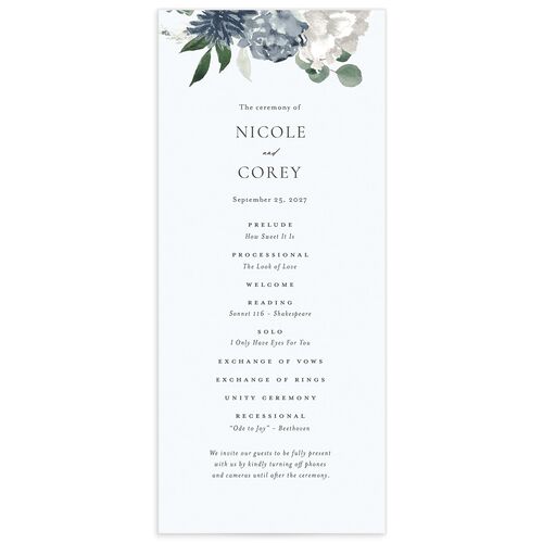 Timeless Bouquet Wedding Programs - Dusty Blue