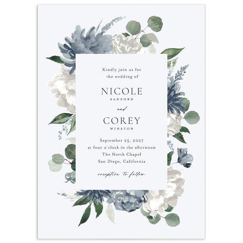 Timeless Bouquet Wedding Invitations - Dusty Blue