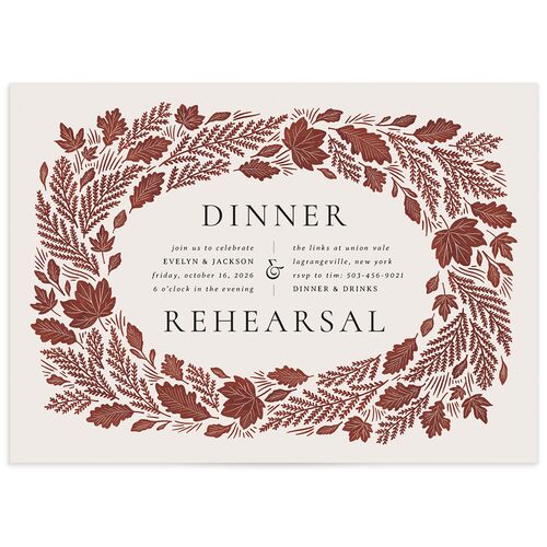 Fall Wreath Rehearsal Dinner Invitations - Garnet