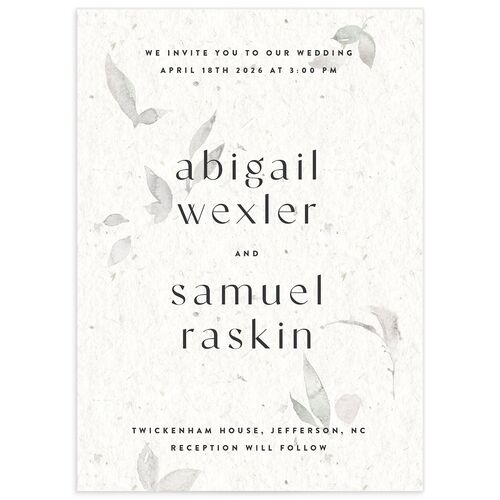 Pressed Leaves Wedding Invitations - Snow