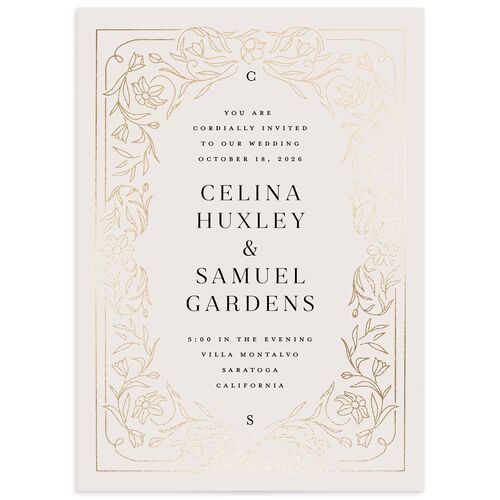 Floral Opulence Wedding Invitations - Champagne