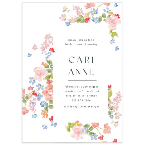 Scattered Blossoms Bridal Shower Invitations - Pastel Blue