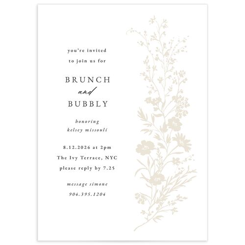 Gilded Wildflower Bridal Shower Invitations - Pure White