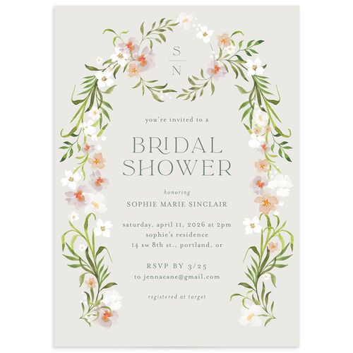 Wildflower Altar Bridal Shower Invitations - Mist