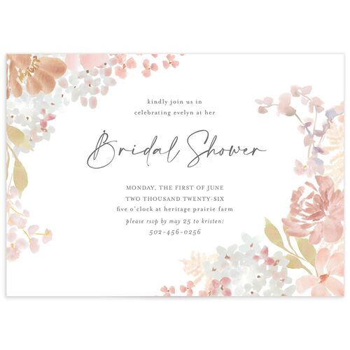 Hydrangea Garden Bridal Shower Invitations - Pink Cotton