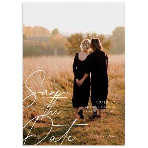 Corner Script Save The Date Cards - Charcoal