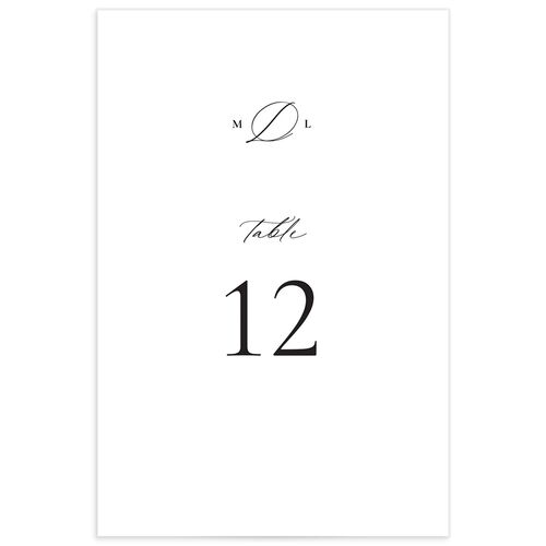 Black Tie Initial Table Numbers - Pure White