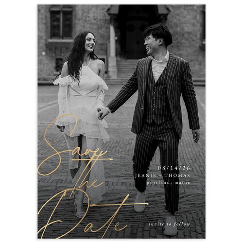 Gilded Corner Save The Date Cards - Pure White