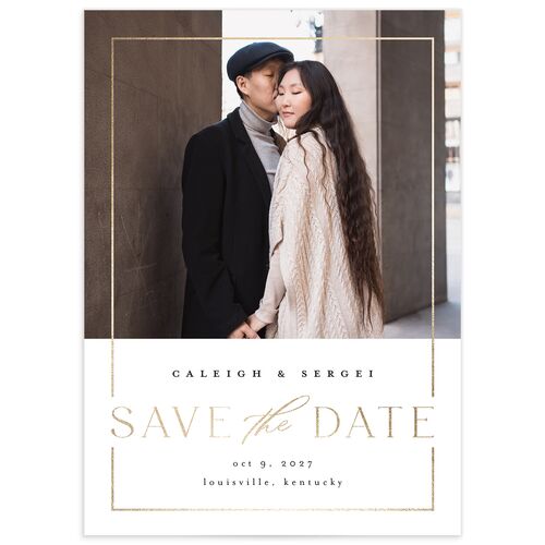 Elegant Frame Save the Date Cards - Pure White
