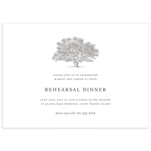 Southern Oak Tree Rehearsal Dinner Invitations - Pure White
