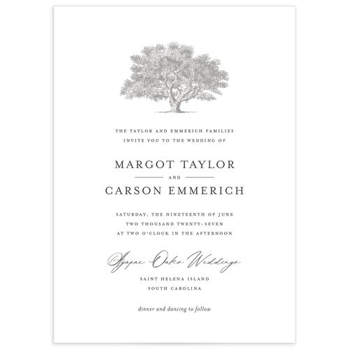 Southern Oak Tree Wedding Invitations - Pure White
