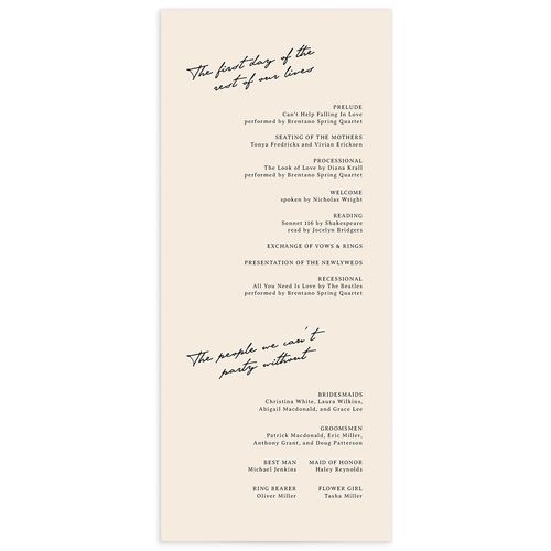 Vintage Film Wedding Programs - Sand