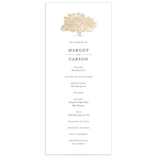 Southern Oak Tree Foil Wedding Programs - Pure White