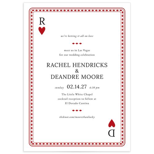 Las Vegas Playing Card Wedding Invitations - Jewel Red