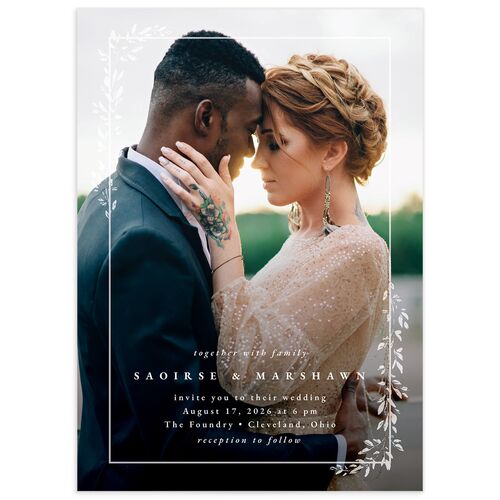 Dainty Frame Wedding Invitations - Pure White