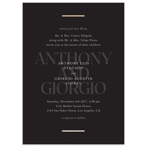 Gilded Bold Wedding Invitations - Licorice