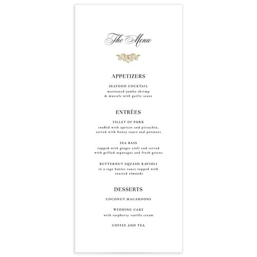 Black Tie Crest Menus - Pure White