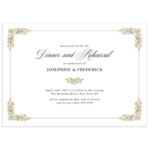 Black Tie Crest Rehearsal Dinner Invitations - Pure White