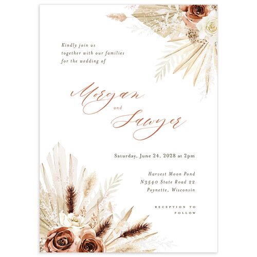 Western Floral Wedding Invitations - Terracotta