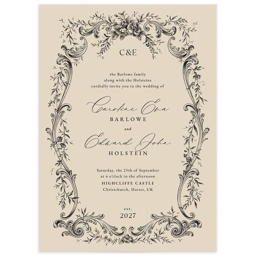 Antique Victorian Wedding Invitations - Sand