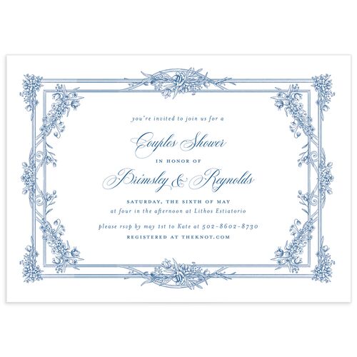 Elegant Antique Toile Frame Bridal Shower Invitations by Bridgerton - Cruise