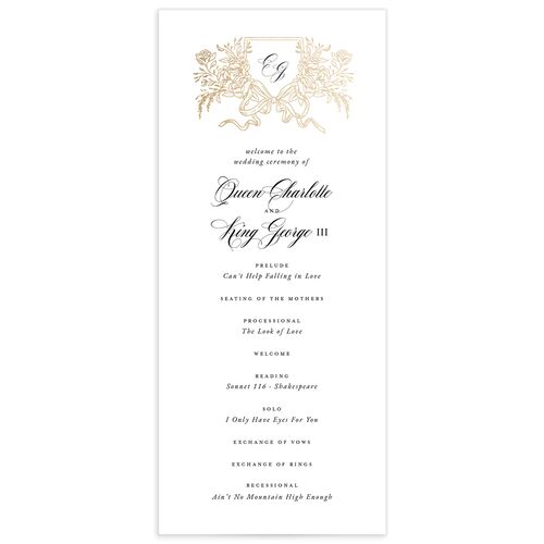 Rose Garden Crest Wedding Programs by Bridgerton - Pure White