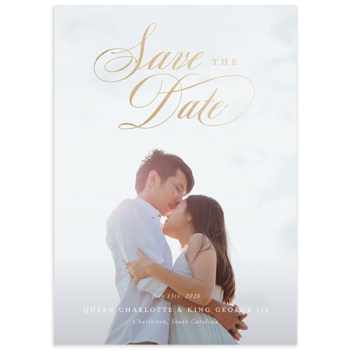 Rose Garden Crest Save the Date Cards by Bridgerton - Pure White