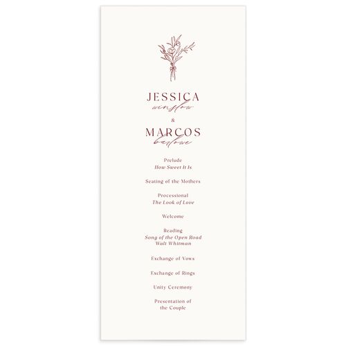 Simple Boho Flowers Wedding Programs - Raspberry