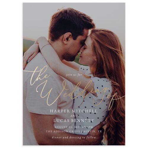 Gilded Photo Wedding Invitations - Midnight Navy