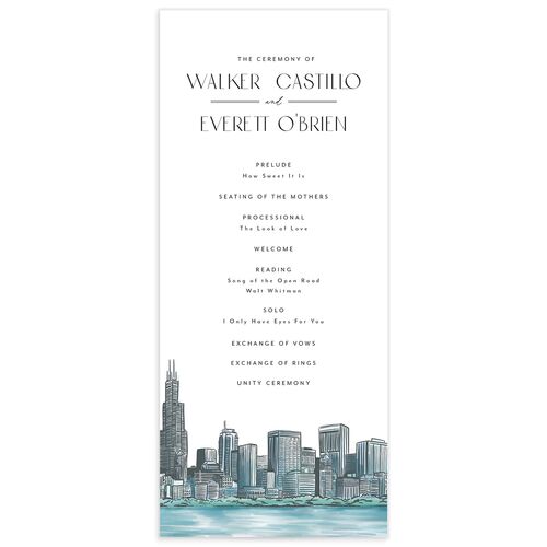 Watercolor Chicago Wedding Programs - Regency Blue
