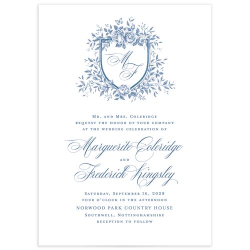 Elegant Rose Crest Wedding Invitations - Sapphire