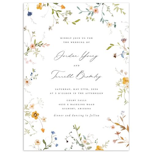 Dainty Wildflowers Wedding Invitations - Sunflower