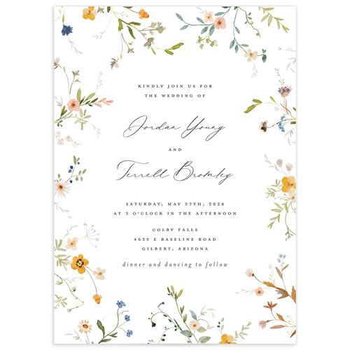 Dainty Wildflowers Wedding Invitations - Sunflower