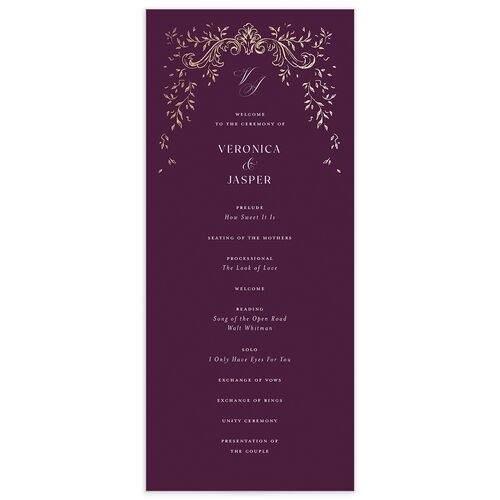 Formal Opulent Frame Wedding Programs - Bordeaux