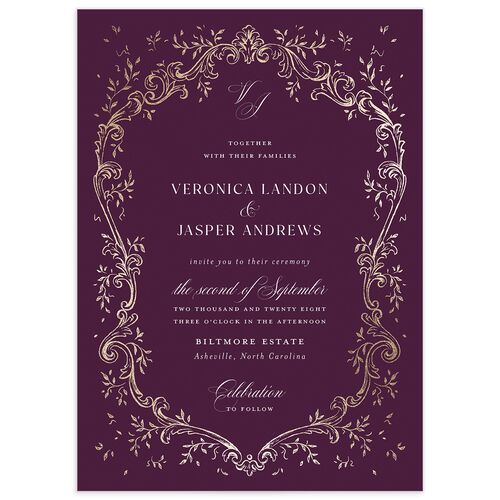 Formal Opulent Frame Wedding Invitations - Bordeaux